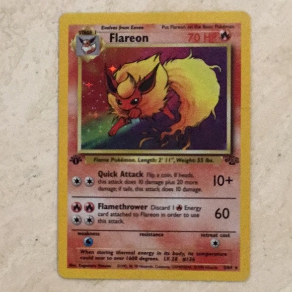 Pokemon Other - Flareon 1st Edition 1999 Holo Pokemon Card 3/64 Jungle #3